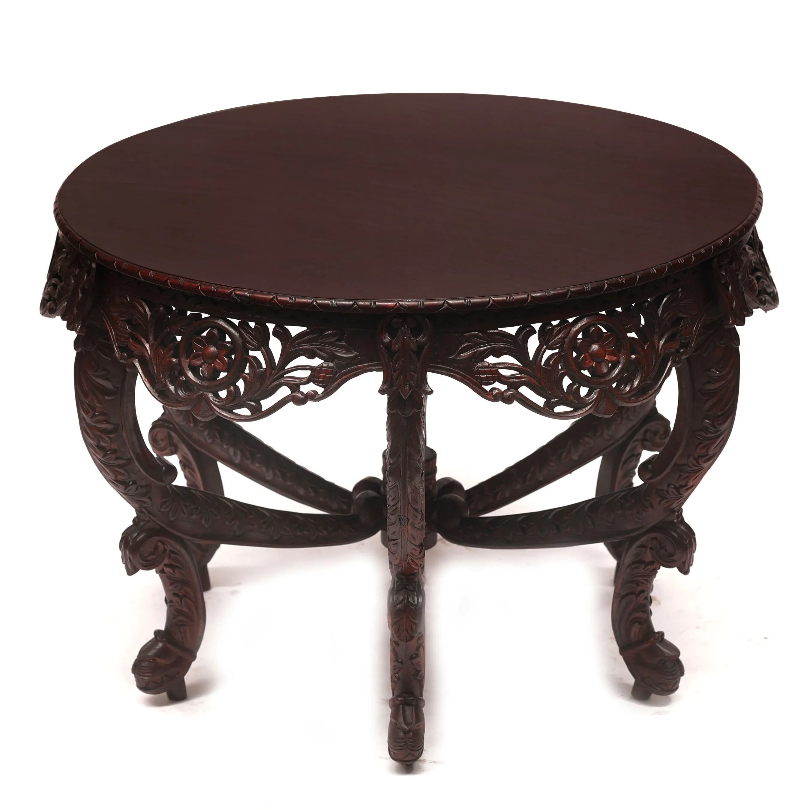 Royal inquisitive Carved Teak Round Table