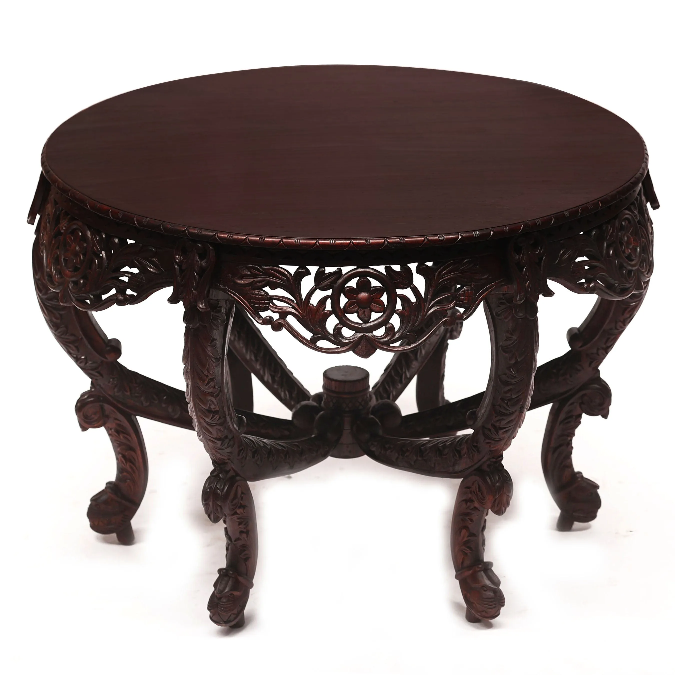 Royal inquisitive Carved Teak Round Table