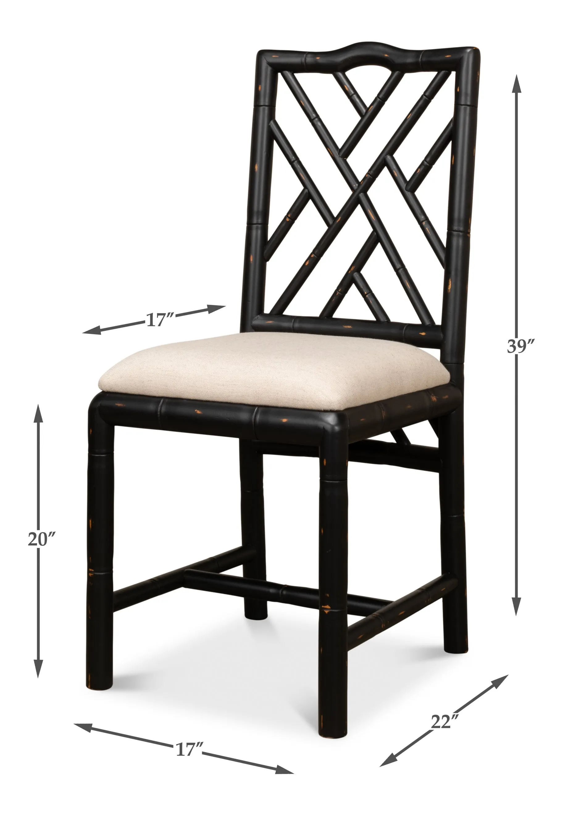 Sarreid - Brighton Bamboo Side Chair Black - Black - Traditional - set of 2