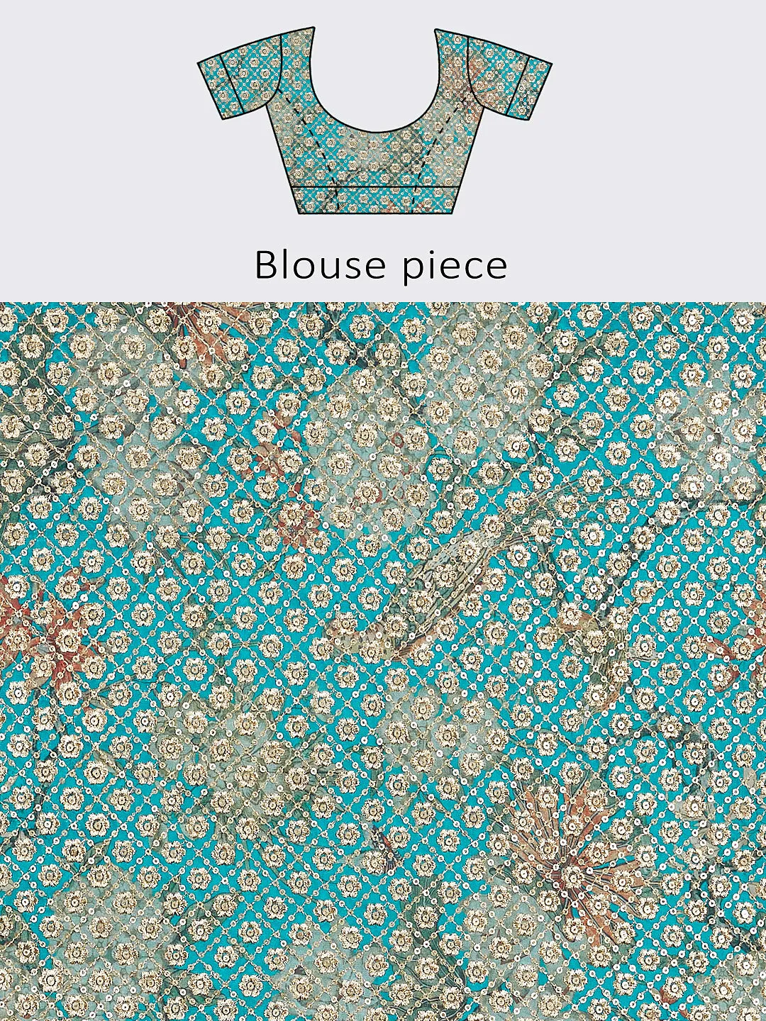 Sea green colour Organza Floral design digital print Semi-Stitched Lehenga choli & Dupatta