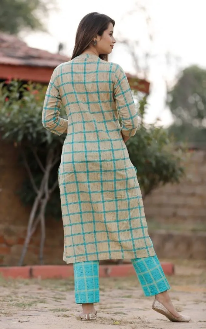 Stylish Cotton Printed Women's Kurti  Palazzo Set