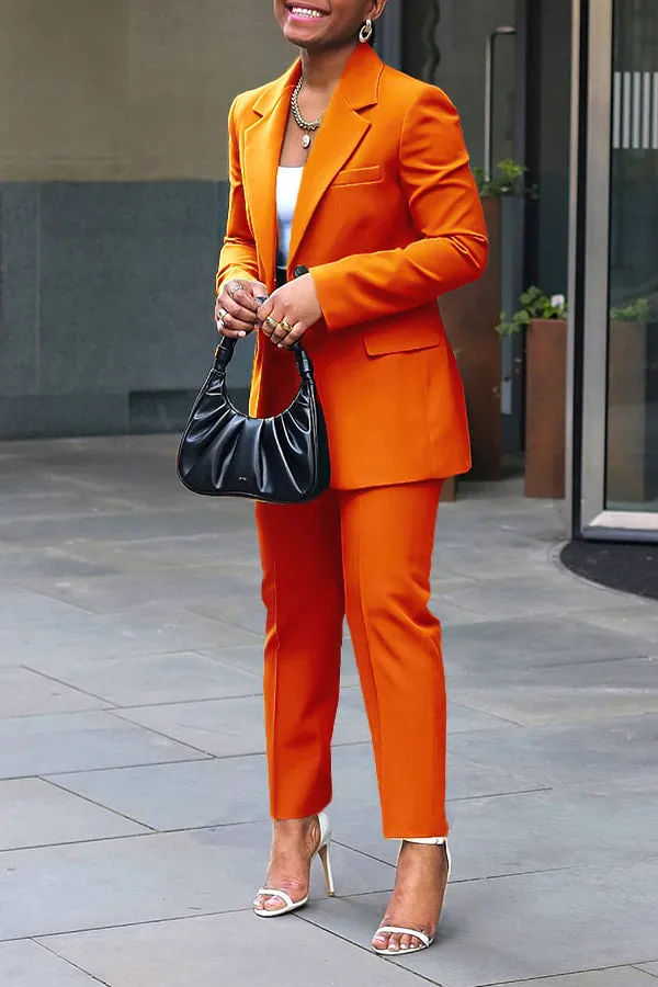 Stylish Lapel Neck Pocket Blazer Set