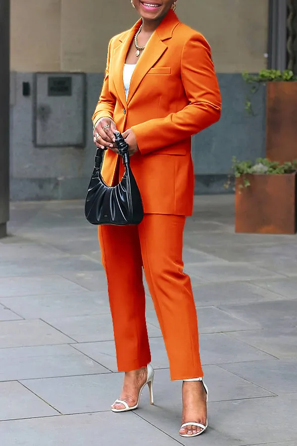 Stylish Lapel Neck Pocket Blazer Set