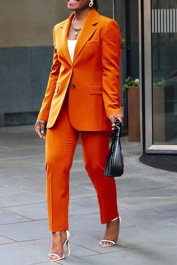 Stylish Lapel Neck Pocket Blazer Set