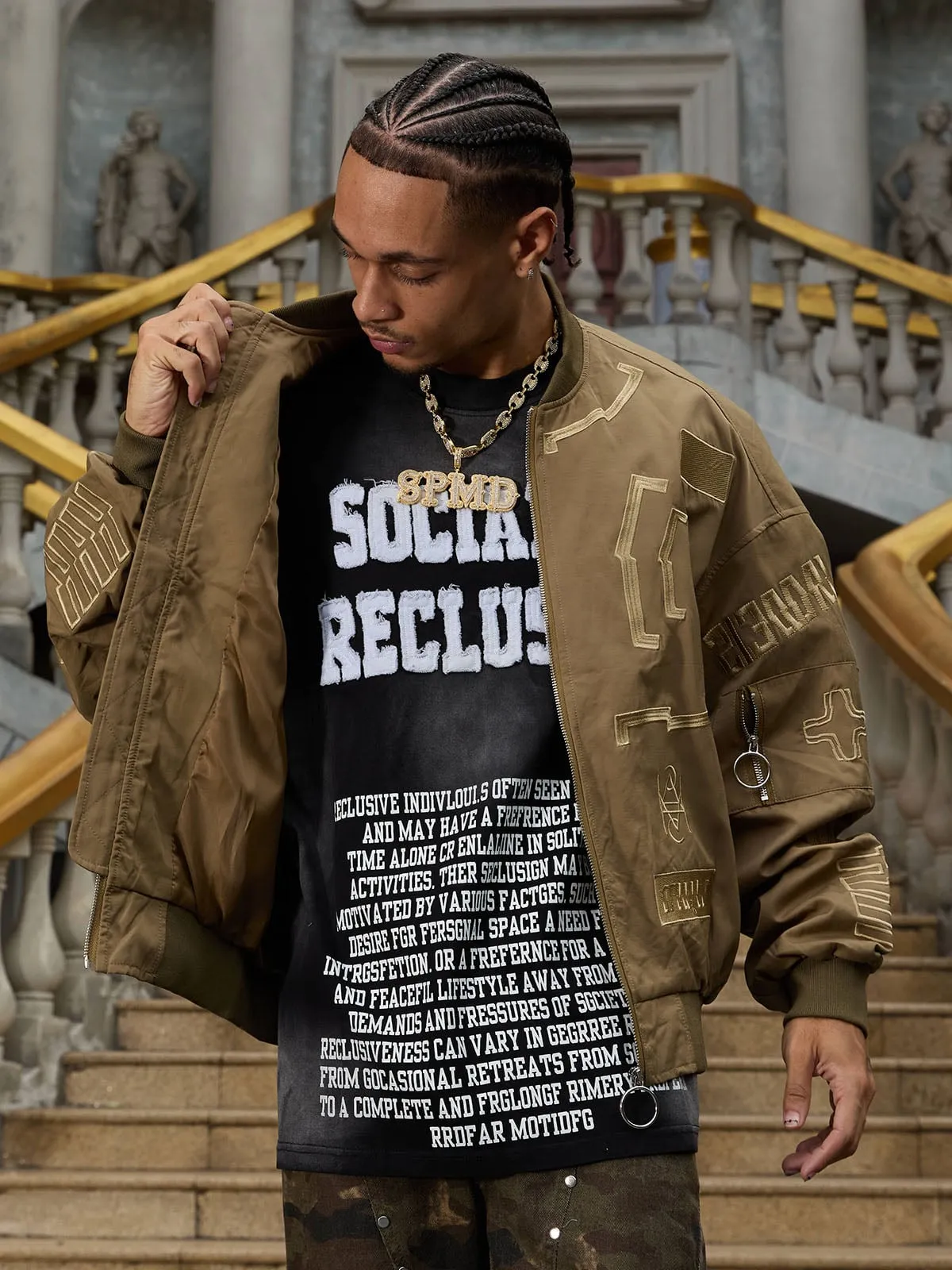 Thesupermade Patch Embroidered Letter T-shirt