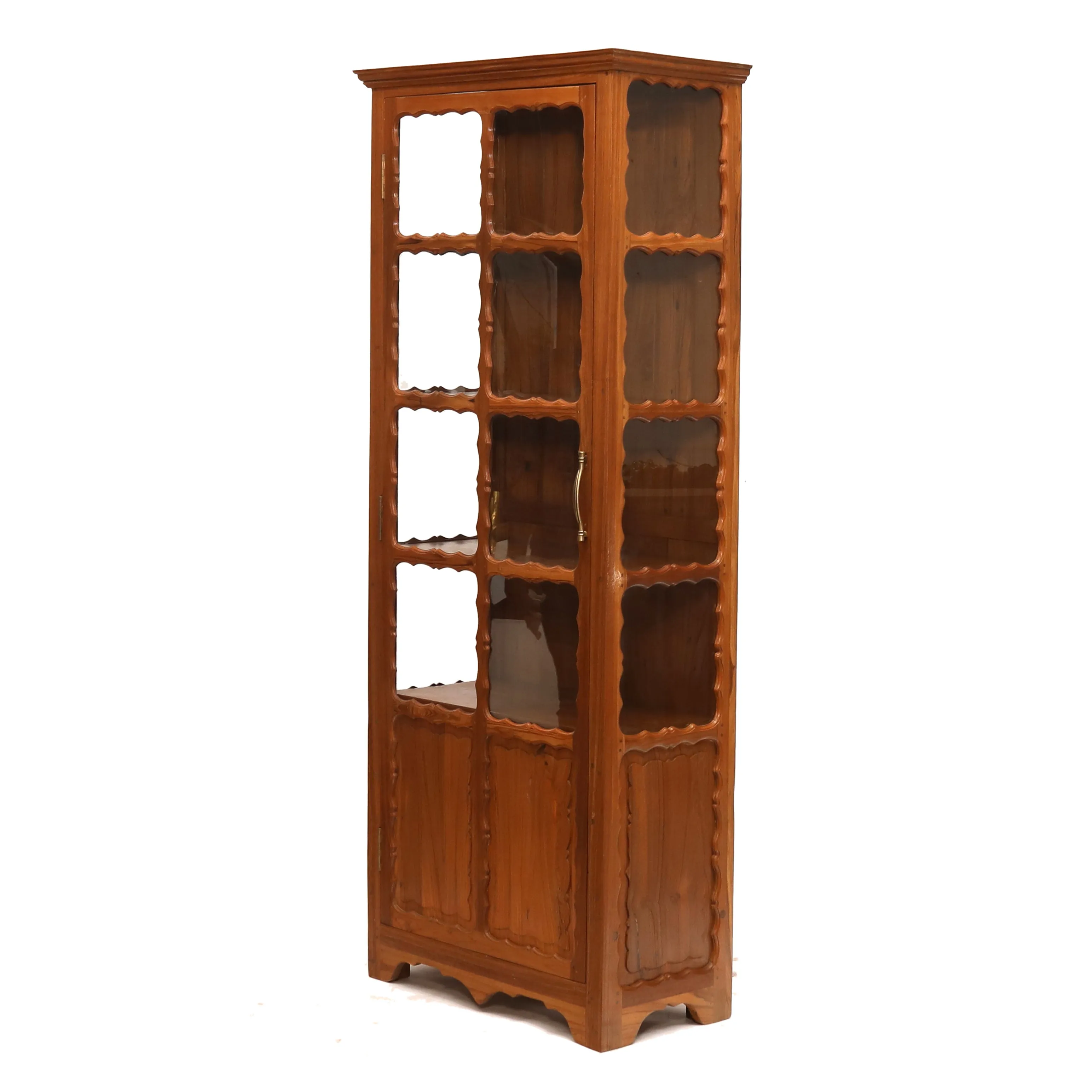 Traditional Glass Teak Display Cabinet