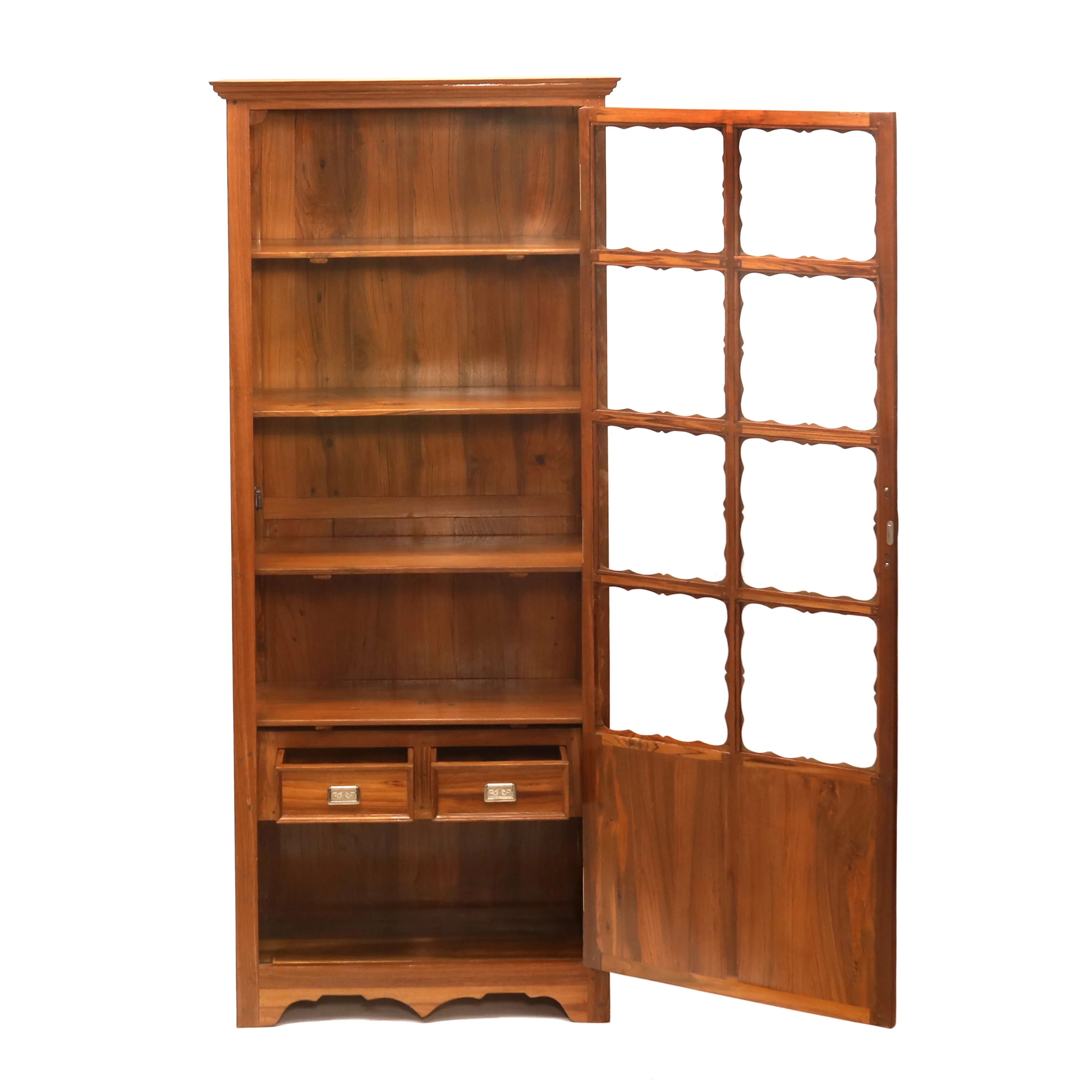 Traditional Glass Teak Display Cabinet