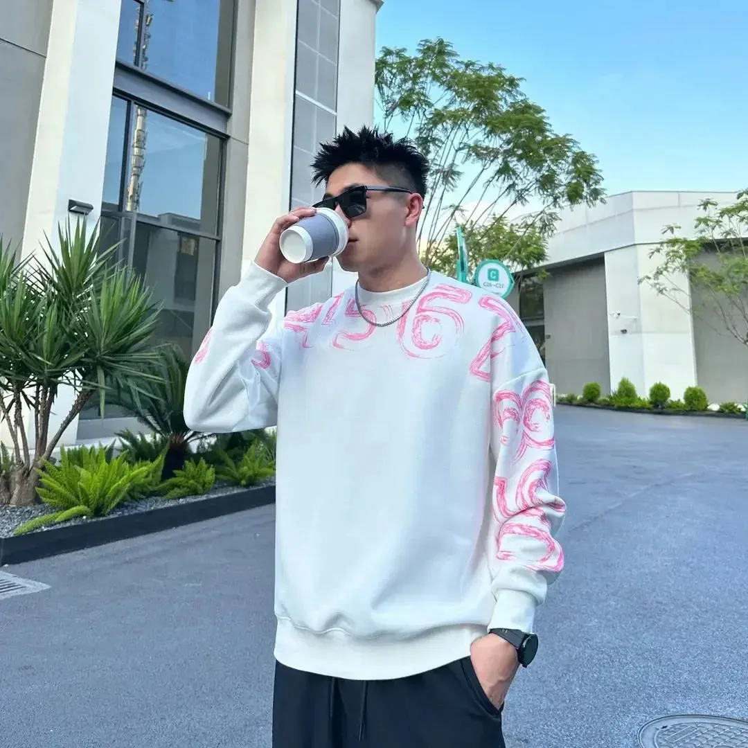 Wiaofellas  -  100℅ Cotton Man Pullovers Printed T Shirt for Men Fashion Trends Sweatshirts Tops Clothing Luxury Social High Quality Brand