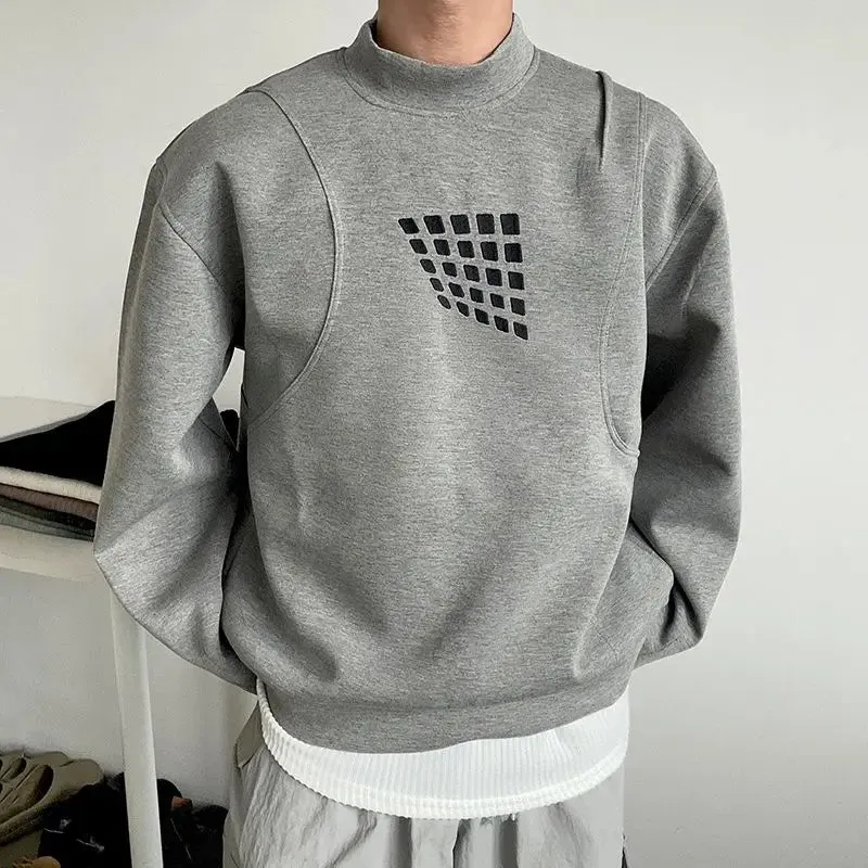 WIAOFELLAS -  Autumn Winter Printed Stand-collar Long-sleeved Sweatshirt Men's Casual Loose High Street Pullovers Men Top Male Clothes