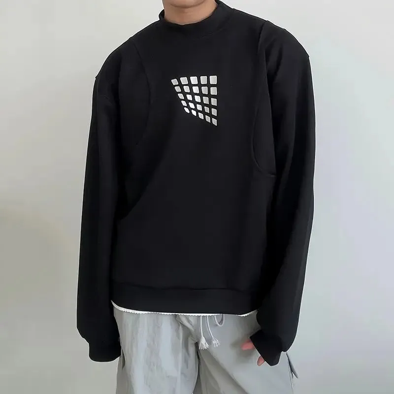 WIAOFELLAS -  Autumn Winter Printed Stand-collar Long-sleeved Sweatshirt Men's Casual Loose High Street Pullovers Men Top Male Clothes