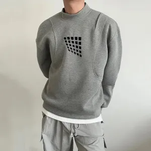 WIAOFELLAS -  Autumn Winter Printed Stand-collar Long-sleeved Sweatshirt Men's Casual Loose High Street Pullovers Men Top Male Clothes