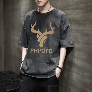 Wiaofellas  -  Fashion O-Neck Spliced Korean Printed T-Shirt Men's Clothing Spring New Casual Pullovers Tops Loose All-match Tee Shirt