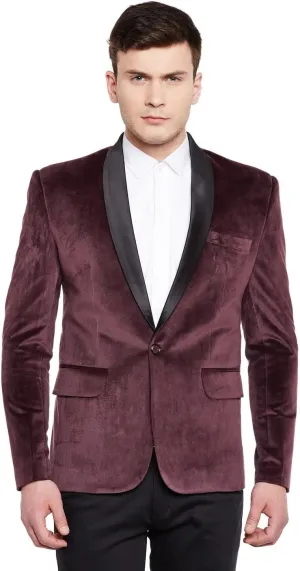 Wintage Men's Cotton Velvet Solid Party Blazer