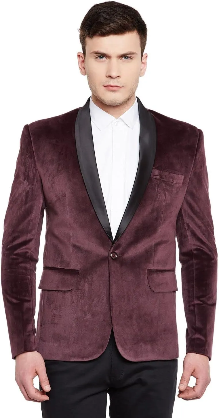 Wintage Men's Cotton Velvet Solid Party Blazer